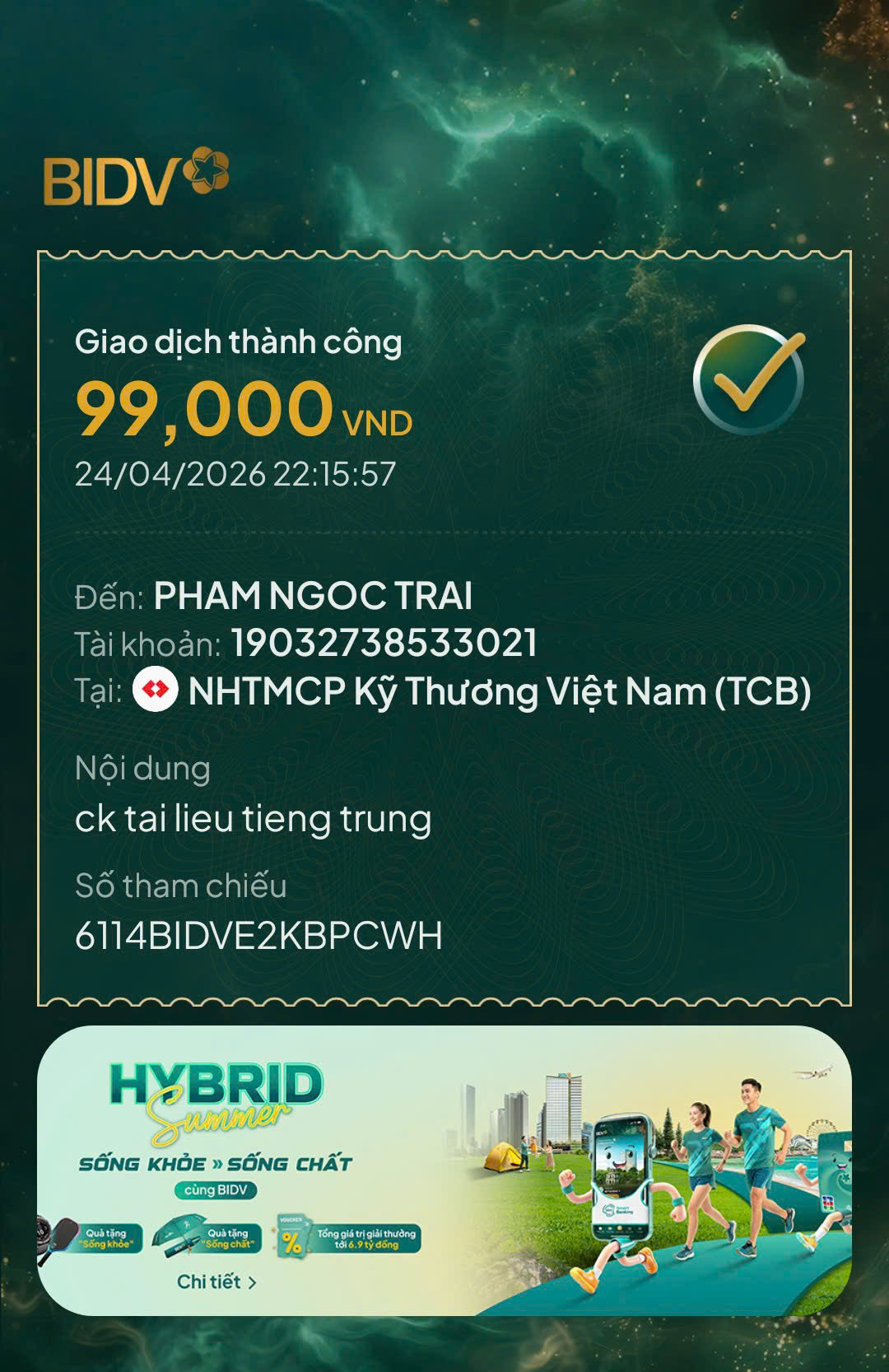 Giao dịch thành công
